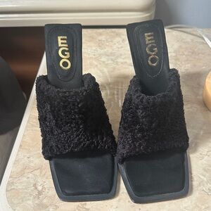 EGO Black Fuzzy Mules